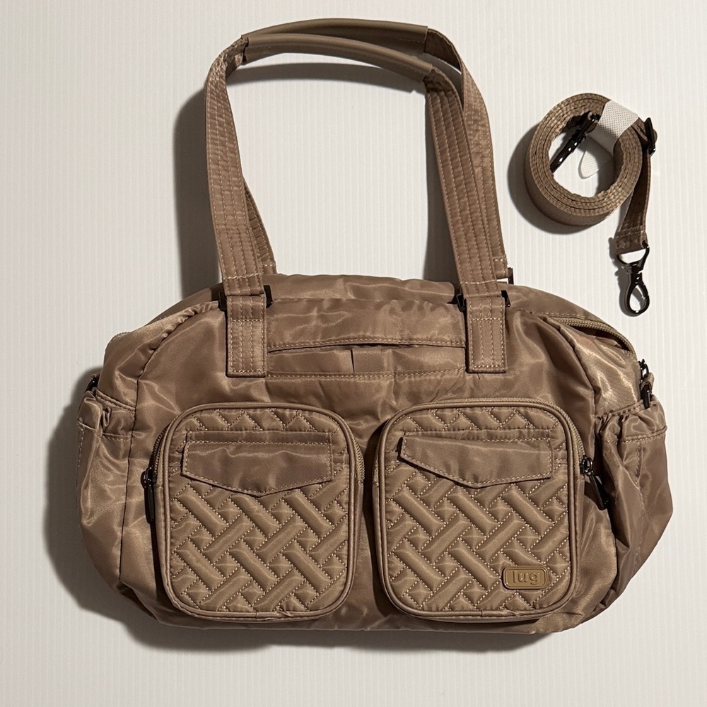 Lug Tan Quilted Handbag with Pockets